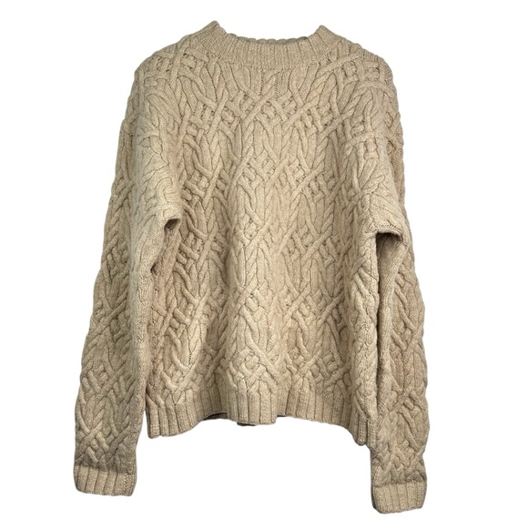 J. Crew Other - J Crew Oarsman Vintage Mens 3D Chunky Fisherman Sweater Sz M Wool Oatmeal Cable
